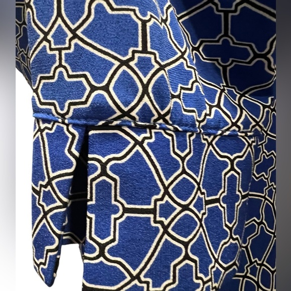 Laundry by Shelli Segal Tile Print Dress Size 4Navy White Geometric Navy Modest - Picture 7 of 11